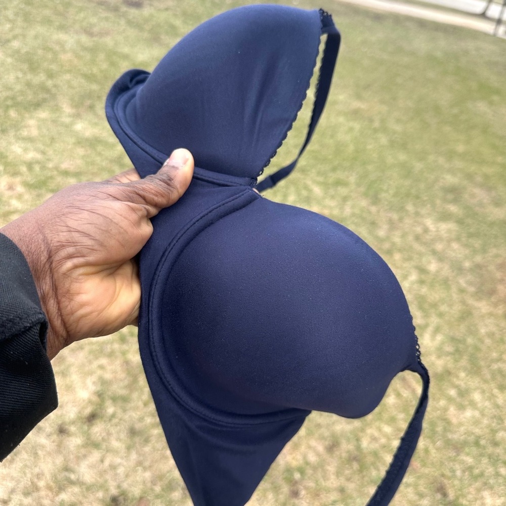 Victoria's Secret Body By Victoria Lined Demi Double Bra Size 34DD Blue - Picture 10 of 10